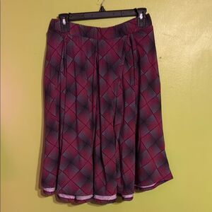 Lularoe Pink Blue & Black Geometric Print Stretch Midi Skirt Size M